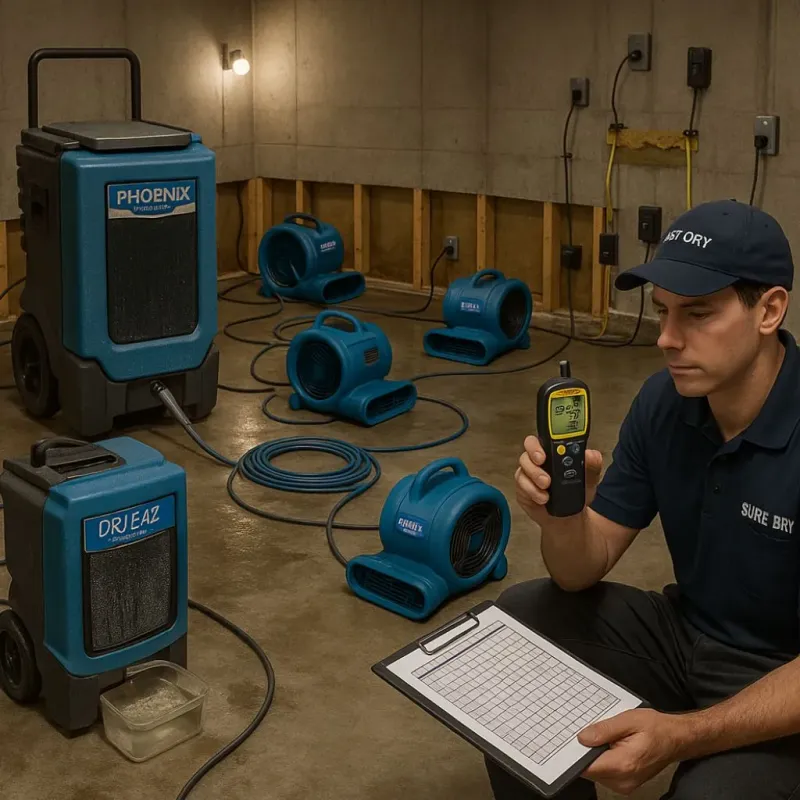 Structural Drying and Dehumidification process in Brookside, DE